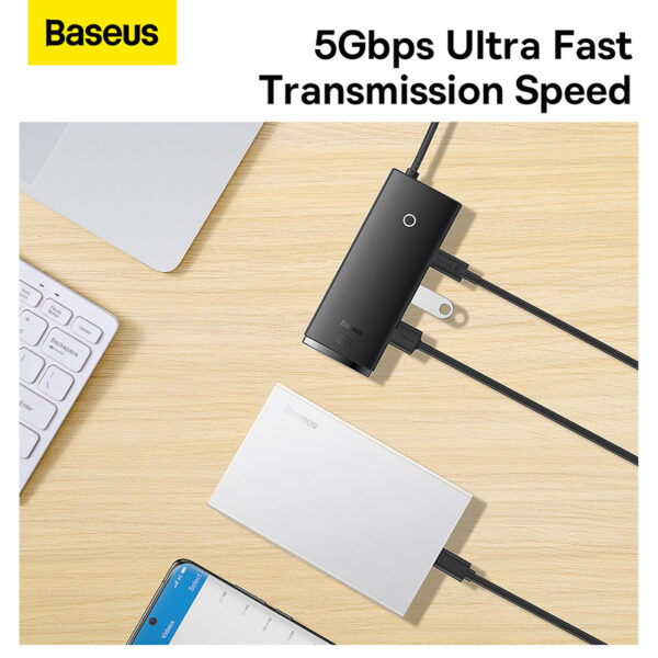 Concentrateur multifonctionnel Baseus Lite Series USB Type-C SHUIH - 2 x USB 3.0 / USB Type-C / HDMI 1.4 / SD / TF Noir - Image 3