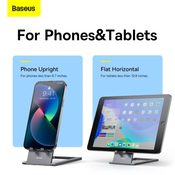 Support de bureau pliable en métal pour tablette et ordinateur portable -Gris –