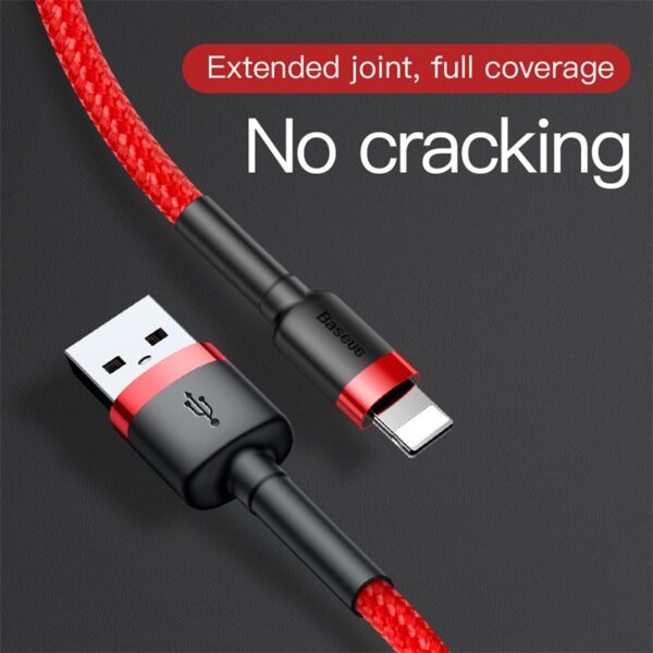 Câble pour iPhone - iPad Renforcé vers USB / Heavy Duty / Charge Rapide / 1 mètre / Noir / Baseus - Image 3