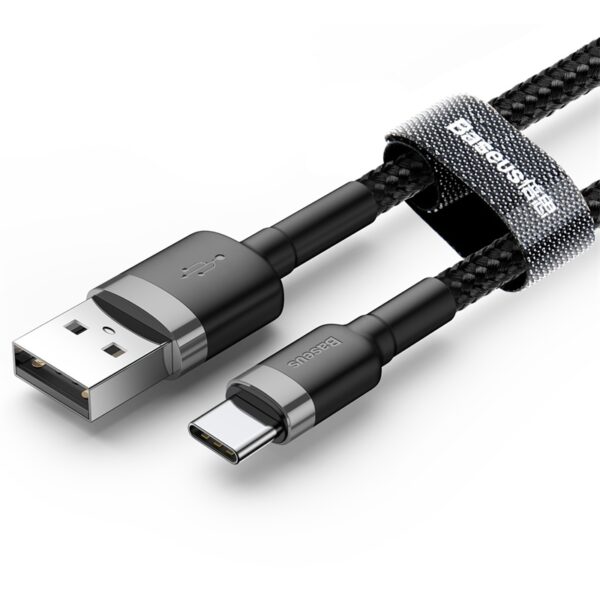 Baseus Cafule Câble durable en nylon USB / USB-C QC3.0 3A 1M noir-gris