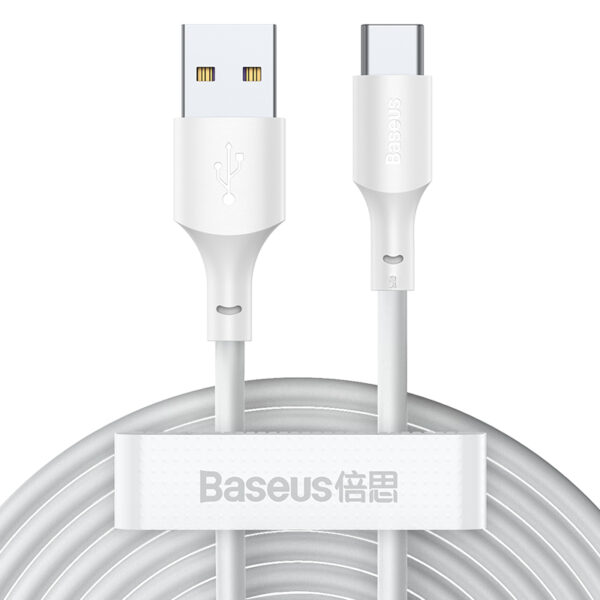 Kit de câbles de données Baseus Simple Wisdom USB vers Type-C 5A (2 câbles/ensemble) 1,5m Blanc