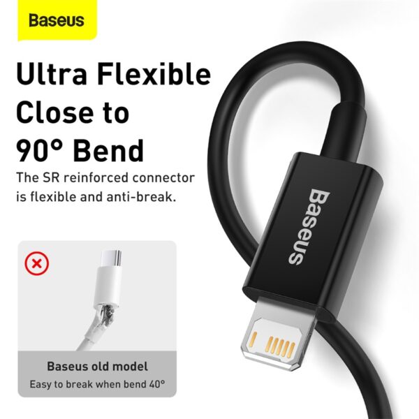 Baseus Câble USB Vers Lightning pour iPhone/iPad 2.4A 1m Noir - Image 4