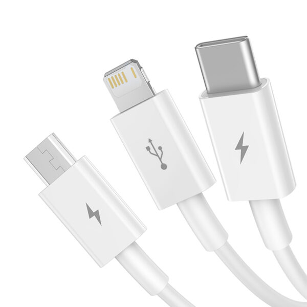 Cable de chargement 1 vers 3 (USB vers Micro+Iphone+Type-C) 1.5m Baseus - Image 2