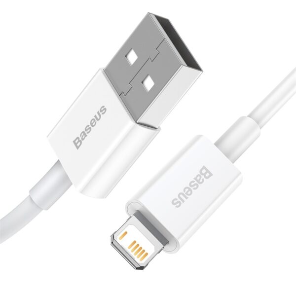 BASEUS 1,5m câble de données de charge rapide 2.4A compatible avec iPhone,blanc - Image 2