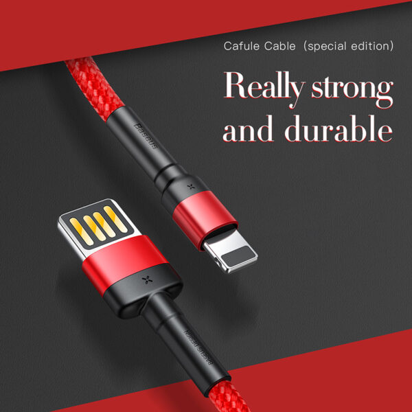 Câble Baseus Cafule (édition spéciale) USB pour iP 2.4A 1m Rouge+Noir - Image 2