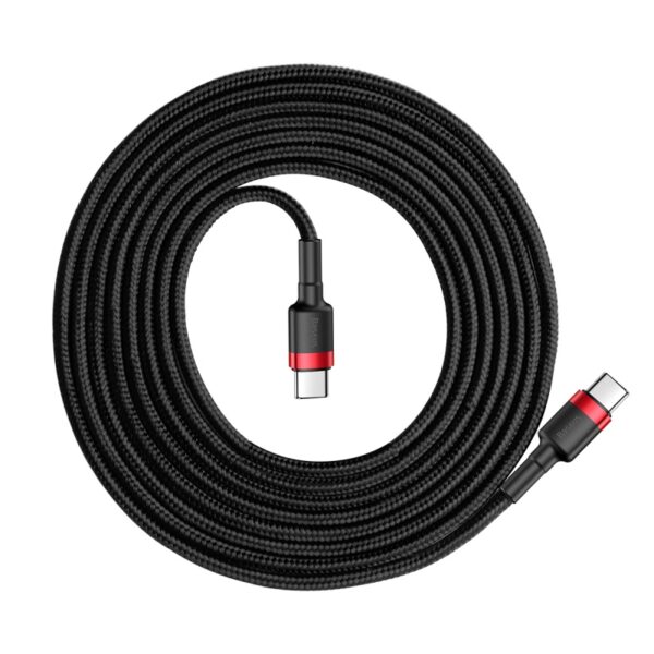 Baseus Cafule Câble durable en nylon USB-C PD / USB-C PD PD2.0 60W 20V 3A QC3.0 2M noir-rouge - Image 3