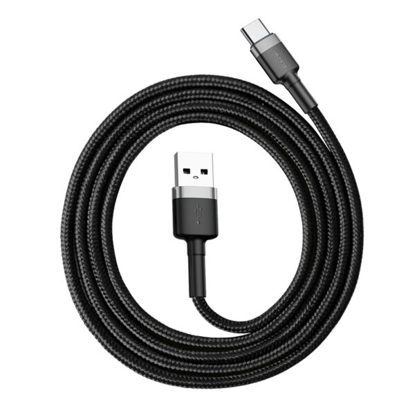 Baseus Cafule Câble durable en nylon USB / USB-C QC3.0 3A 1M noir-gris - Image 2