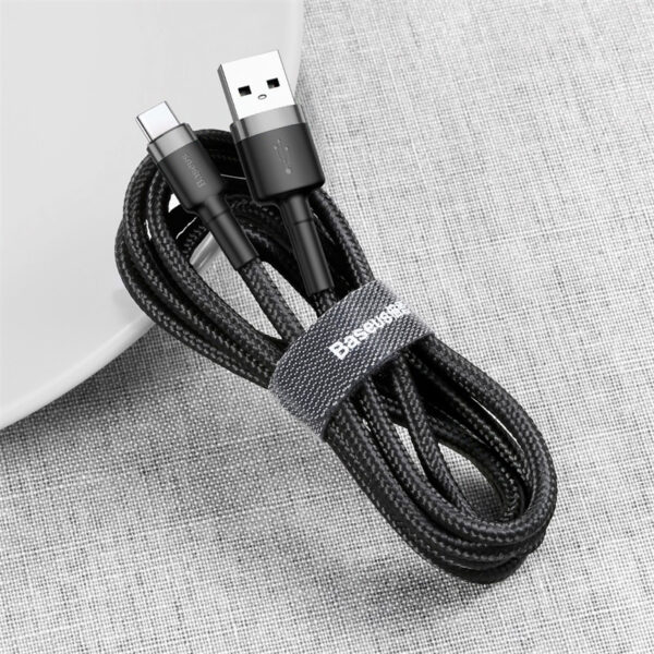Baseus Cafule Câble durable en nylon USB / USB-C QC3.0 3A 1M noir-gris - Image 3