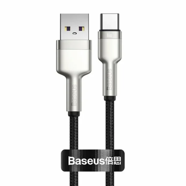 BASEUS HIGH CURRENT CÂBLE EN MÉTAL ROBUSTE POUR UNE CHARGE RAPIDE JUSQU'À 66W, CONÇU POUR DES DISPOSITIFS USB-C.