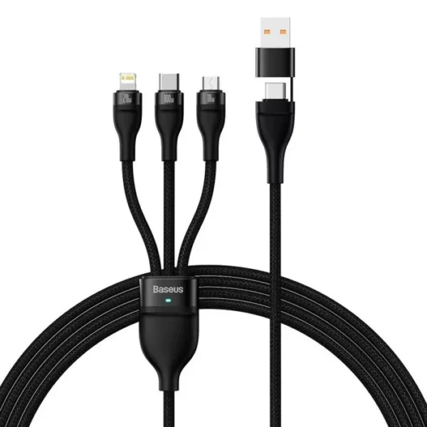 CABLE 100W 1,2 M USB + TYPE C TO TYPE C/LIGHTNING/MICRO USB -Noir-