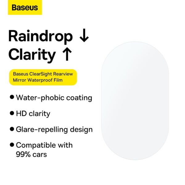 Baseus ClearSight Film Étanche pour Rétroviseur Transparent, Pack de 2 - Image 4