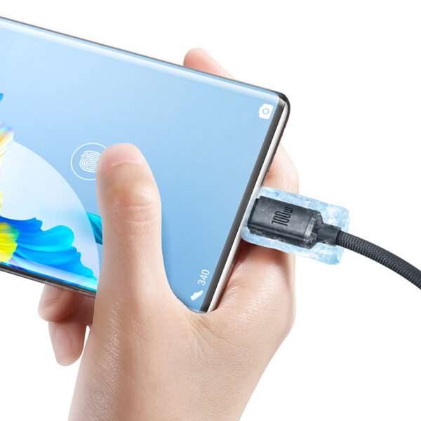 BASEUS CÂBLE DE CHARGE RAPIDE PERMETTANT DE TRANSFÉRER DES DONNÉES ET DE CHARGER DES APPAREILS JUSQU'À 100W, USB-C. - Image 3