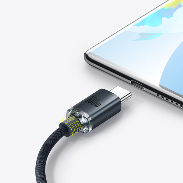 BASEUS CÂBLE DE CHARGE RAPIDE PERMETTANT DE TRANSFÉRER DES DONNÉES ET DE CHARGER DES APPAREILS JUSQU'À 100W, USB-C. - Image 5