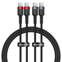 Câble de charge Baseus Cafule USB-C vers USB-C 100W 1m 2 pièces Rouge Noir + Gris Noir