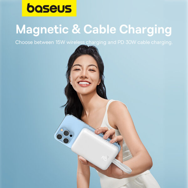 **Batterie externe sans fil de charge rapide magnétique Baseus Mini iP Edition 10000mAh 20W Stellar White**