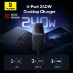 Baseus Digital GaN 240W Chargeur Bureau UE Noir