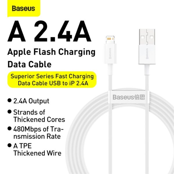 CABLE DE CHARGE USB VERS IP BASEUS - Image 2