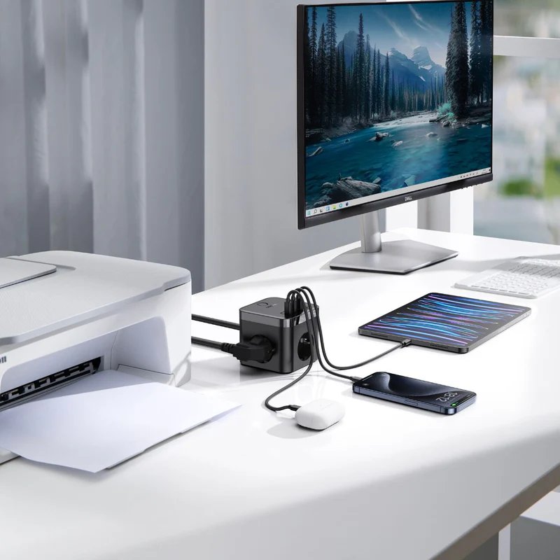 Bloc multiprise Baseus PowerCombo 3 AC + 2 USB + 2 USB-C 30W 1,5 m Noir