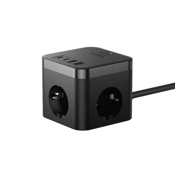 Bloc multiprise Baseus PowerCombo Cube 3 prises AC + 2 ports USB + 2 ports USB-C 30W 1,5 m EU - Noir - Image 2