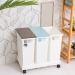 Poubelle de tri triple 20 L x 3 L avec base et couvercle standard