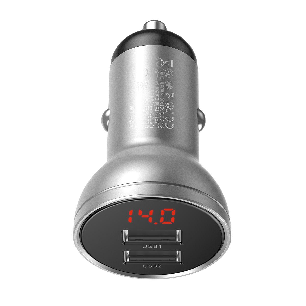 Baseus Chargeur Voiture 2xUSB 24W Argent