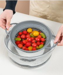 Grand panier d’égouttage pliable en silicone