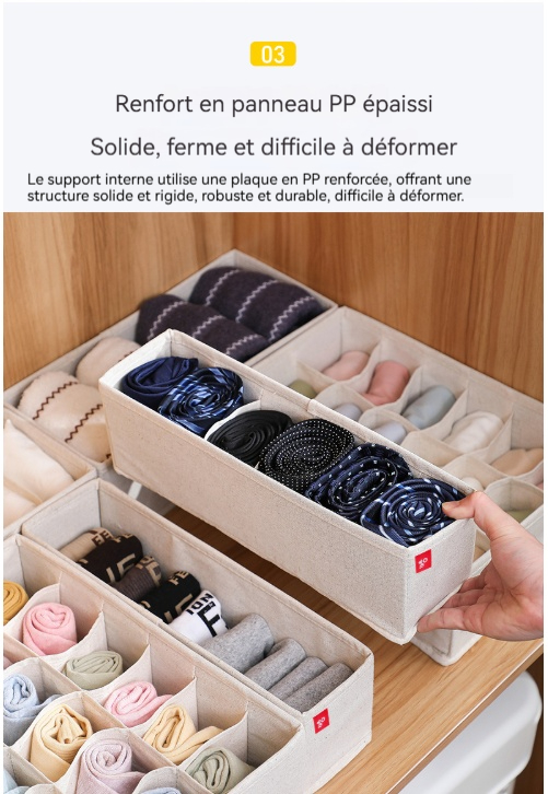 Boîte de rangement en tissu 9 cm sans séparations - 图片 3
